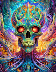 Wall Mural - Psychedelic human skull