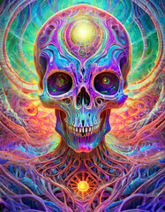 Wall Mural - Psychedelic human skull