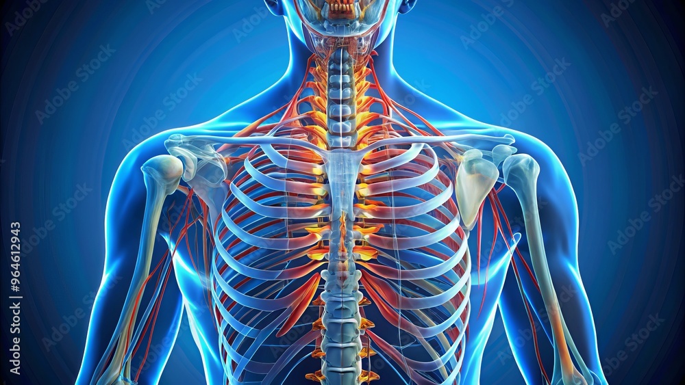 anatomy of thoracic spine studies Stock Illustration | Adobe Stock