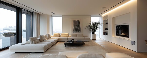 Wall Mural - Minimalist apartment with a spacious design.