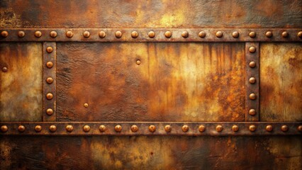 Wall Mural - Rusty old scratched metal texture with seams and rivets, perfect for industrial backgrounds or designs