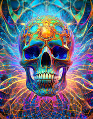 Wall Mural - Psychedelic human skull