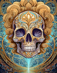 Wall Mural - Psychedelic human skull
