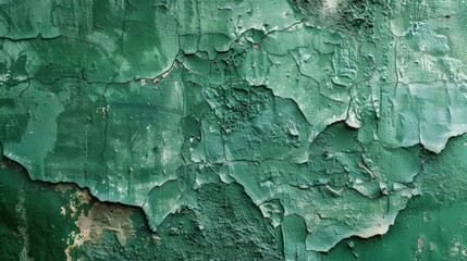 Wall Mural - Green painted cement wall with varying light and dark shades for background.