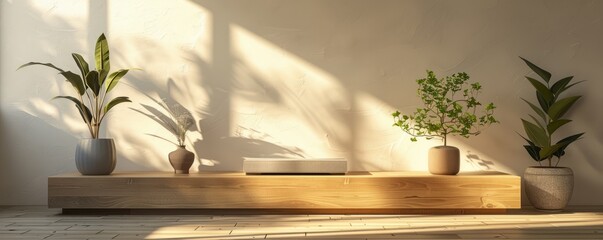 Wall Mural - Mockup of a podium with a built-in storage compartment.