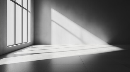 Poster - A room with a window and a wall. The room is empty and the sun is shining through the window