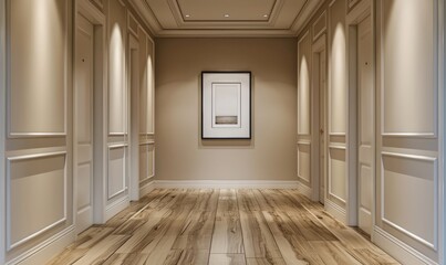 Wall Mural - Contemporary hallway with an empty picture frame on the wall.