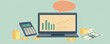 © Ulubek - Flat illustration of financial growth with open laptop, coins, calculator, and cash