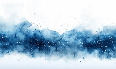 Wall Mural - Watercolor abstract snowstorm on white.