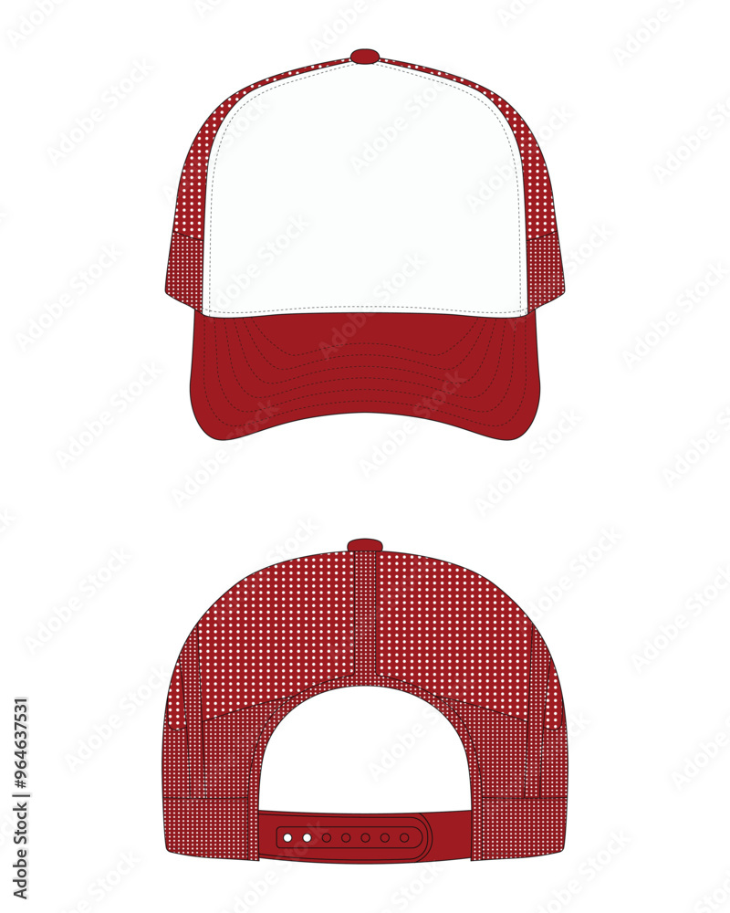 Men's mesh hat template front and back view Stock Vector | Adobe Stock