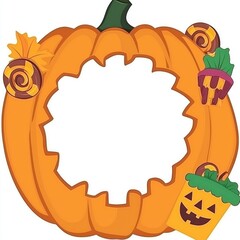 Poster - Pumpkin with Funny Faces for Halloween or Fall Decorations