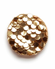 Aufkleber - Shiny Gold Sequin Against White Background – High-Quality, Detailed, Reflective Design Element for Fashion and Art