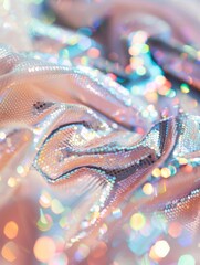 Aufkleber - Shimmering Holographic Sequin Fabric with Dynamic Light Reflection
