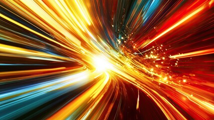 Poster - Energetic Light Streaks Abstract Background with Vibrant Colors for Speed and Dynamism