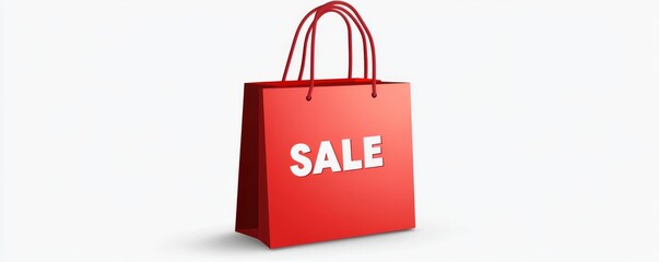 Red shopping bag with the word sale, perfect for promoting retail discounts