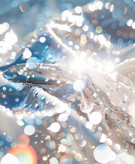 Aufkleber - Stunning Close-Up of Blue Sequin Dress with Natural Light, Intricate Shimmer, and Artistic Bokeh Effect