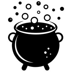 Halloween cauldron with bubbles icon vector illustration on white background