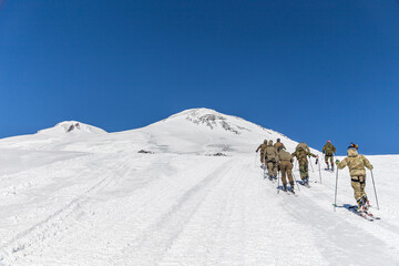 Wall Mural - Expedition high up in the mountains