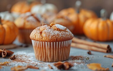 Pumpkin Spice Muffin with Cinnamon Sticks