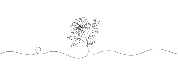 Wall Mural - The flower is drawn as a continuous line. Vector illustration