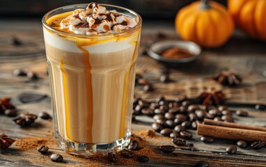 Wall Mural - Pumpkin Spice Latte with Whipped Cream