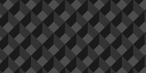 Seamless vector cube triangle geometric tile mosaic wall grid retro digital hexagon technology wallpaper background. dark black block cube structure backdrop square triangle texture vintage design