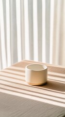 Aufkleber - Minimalist Pastel Orange Table Surface with Soft Warm Lighting and Contemporary Floral Bokeh Background - Ideal for Product Display