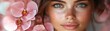 © Creative_Bringer - Closeup of a womans face with pink orchids, soft lighting, dreamy atmosphere