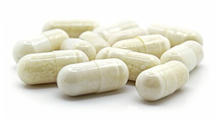 White magnesium capsules containing natural supplements for health