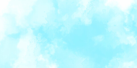 Wall Mural - Abstract natural blue creative of a hand painting blue sky  cloudy summer season watercolor texture grunge beautiful concept wallpaper.