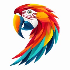 Poster - Abstract parrot head with bright colors and geometric elements, conveying a modern, artistic style.