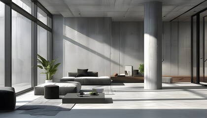 Wall Mural - Minimalist Loft with Modern Concrete Columns and Evocative Shadows