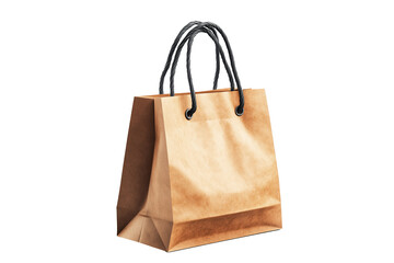 A close-up image of a brown paper shopping bag featuring sturdy rope handles. 