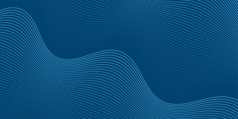 Sticker - Abstract background with lines and waves. Medium banner size. Element for design. Vector background for brochure, booklet, flyer, poster. Blue gradient