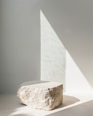 Aufkleber - Elegant Minimalist Mockup with Textured Stone Podium and Teal Window Models in Soft, Diffused Light
