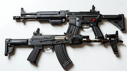 black guns on a white background