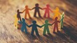 © AI Visual Vault - Colorful Paper Figures Holding Hands in a Circle on Wooden Surface
