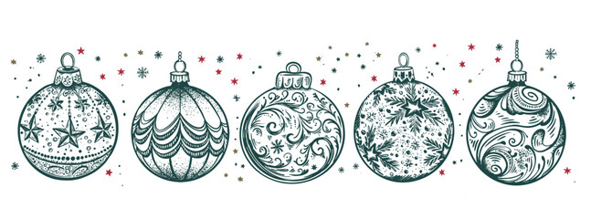 Wall Mural - Christmas green ball. Hand drawn illustration.	
