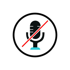 Wall Mural - Mute Microphone Icon 