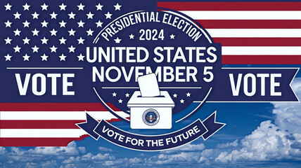 Wall Mural - 2024 United States of America Presidential Election banner. Election banner Vote 2024 with Patriotic Stars. November 5. Generative AI	