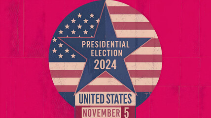 Wall Mural - 2024 United States of America Presidential Election banner. Election banner Vote 2024 with Patriotic Stars. November 5. Generative AI	