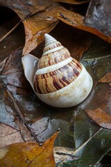 snail slides along wet leaves. Large white clams with a brown striped base that can be used for vegetables