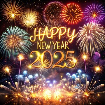 Sparkling Happy new year 2025. the new year in a joyful and festive in 2025