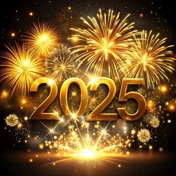 Sparkling Happy new year 2025. the new year in a joyful and festive in 2025