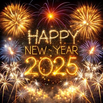Sparkling Happy new year 2025. the new year in a joyful and festive in 2025