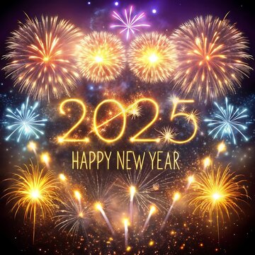 Sparkling Happy new year 2025. the new year in a joyful and festive in 2025