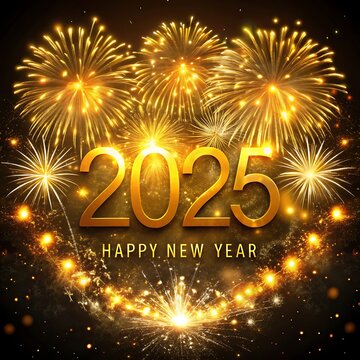 Sparkling Happy new year 2025. the new year in a joyful and festive in 2025