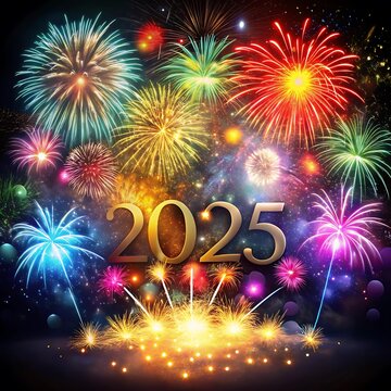 Sparkling Happy new year 2025. the new year in a joyful and festive in 2025