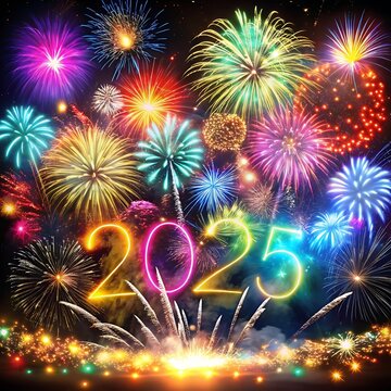 Sparkling Happy new year 2025. the new year in a joyful and festive in 2025