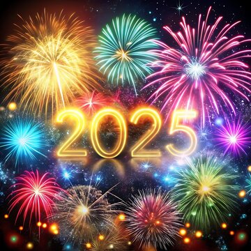 Sparkling Happy new year 2025. the new year in a joyful and festive in 2025